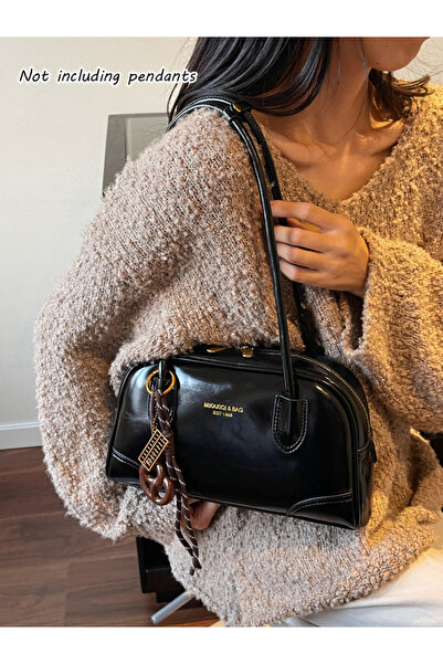 Take Two By Styli Black Shoulder Bag with Double Handle