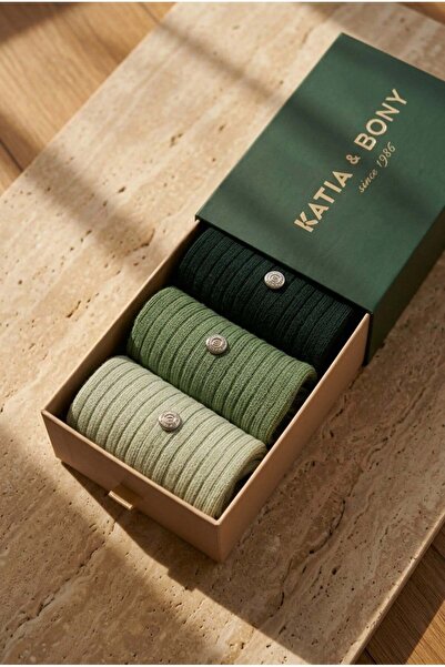 Katia&Bony Ανδρικές κάλτσες με καρφιά, σε πράσινο χρώμα, 3 τεμαχίων, σε συσκε...