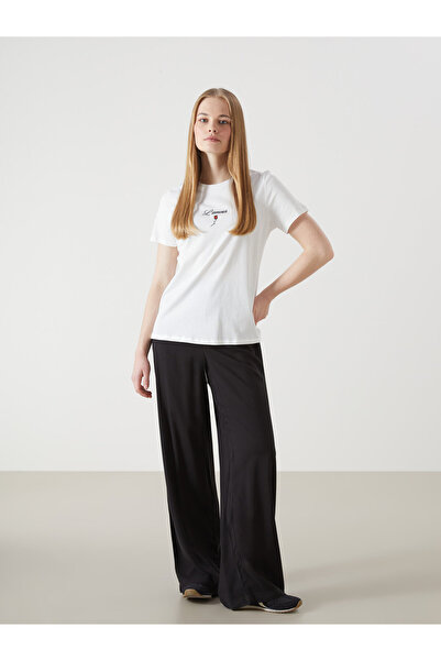 LC Waikiki Pantaloni de damă cu talie elastică și picior larg