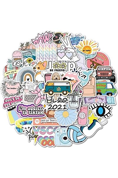 Arabest 50-Piece Waterproof Vinyl Stickers,Cute,Trendy,Durable,Easy Removal,4...