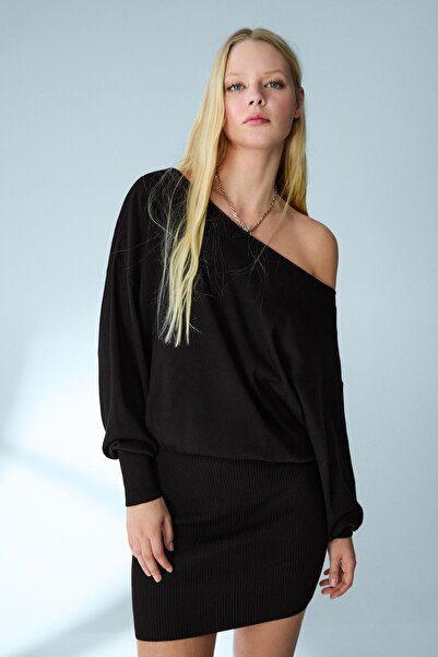 Bershka Fitilli asimetrik mini elbise