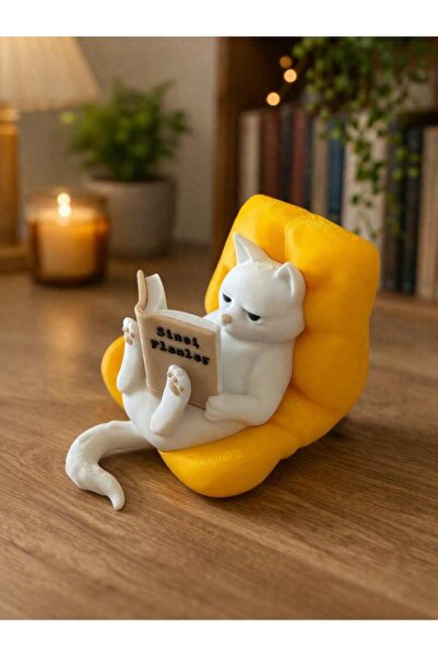 Cute Book-reading Cat figure Bookshelf ornament Table ornament