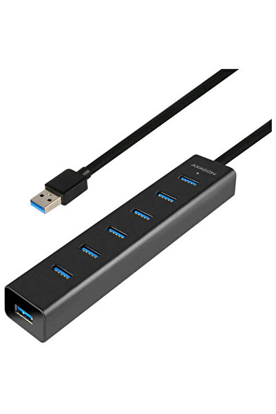 Axagon HUE-SA7BP, 7x USB3.0, Aluminiu, Charging Hub, include adaptor alimenta...