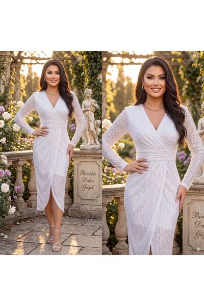 CİXAPLE Double-Breasted White Dress