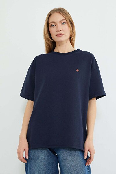 Fulla Moda Metal-Accented Crew Neck Oversized T-Shirt