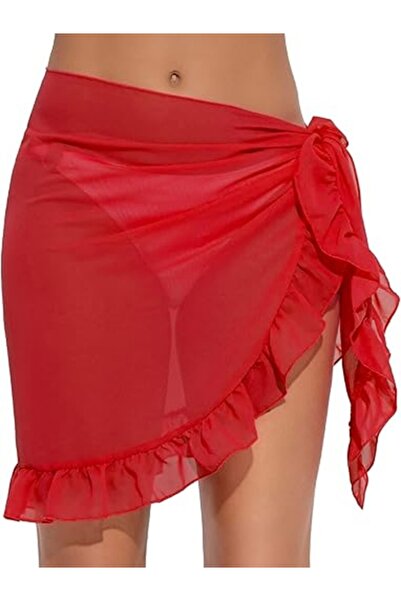 SB SizinBazar Beach Pareo Chiffon Red
