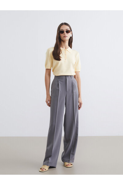 LC Waikiki High Waisted Wide Leg Women's Fabric Trousers
