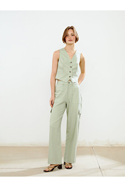 LC Waikiki Loose Fit Linen Blend Women's Cargo Trousers