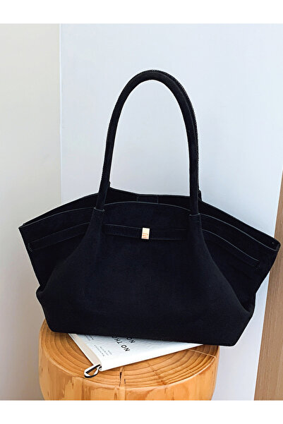 Take Two By Styli Black Suede Look Double Strap Shoulder Bag