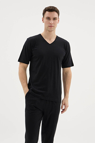 KLY 100% Βαμβάκι Νέας Σεζόν Ανδρικό Σετ Πιτζάμες με Λαιμόκοψη V σε Μεγάλο Μέγ...