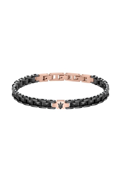 Maserati Ceramic Bracelet, Rose Gold stainless steel, black ceramic, length 2...