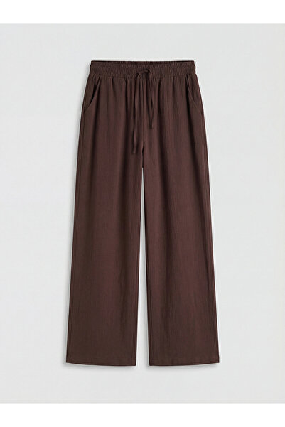 LC Waikiki Pantaloni de damă texturati cu talie elastică