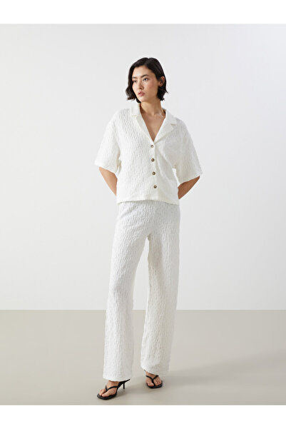 LC Waikiki Elasticated Waist Textured Women's Trousers