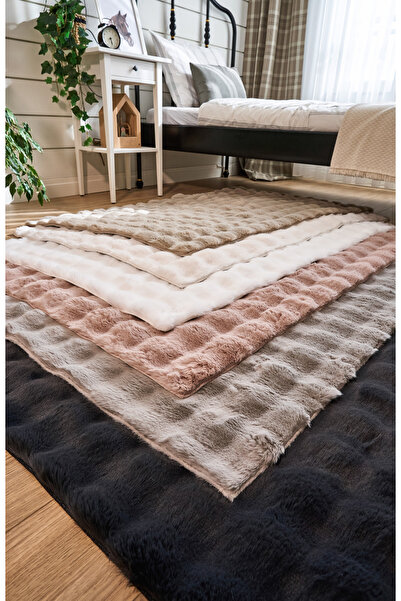 Moqa A Different Carpet Tavşan Tüyü Ultra Yumuşak Kaymaz Taban Modern Halı – Gri