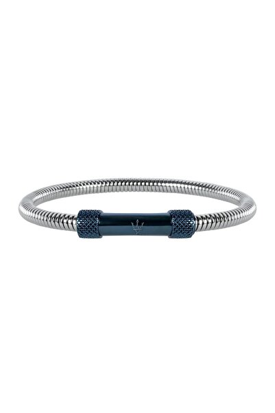 Maserati Maserati bracelet, silver stainless steel, blue, circumference 19.5c...