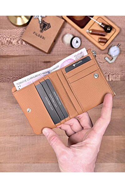 Fil Deri Genuine Leather Wallet with Coin Compartment and Zipper 2140
