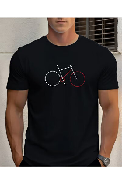 LİNA06 Men'S Summer Casual Short-Sleeve T-Shirt with Bicycle Pattern