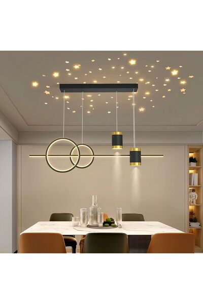 Sumkyle مصباح معلق حديث بتقنية LED لجزيرة المطبخ، ثريا خطية سوداء لغرفة الطعا...