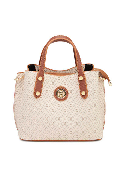 Tergan Bej Print Kadın Çapraz Askılı Çanta - S1WPR0000806-E52