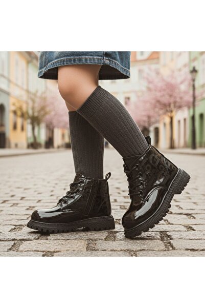 OEM Girls' boots with a patent look, versatile model, casual wear, XA-126
