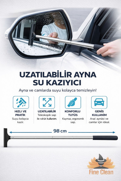Fine Clean Uzayabilir ( 98cm) Teleskopik Araba Cam Sileceği Yan Dikiz Aynası ...