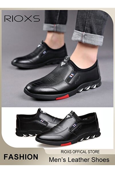 RIOXS أحذية رسمية للرجال، أحذية جلدية بمقدمة مستديرة، أحذية رجالية أنيقة سهلة...