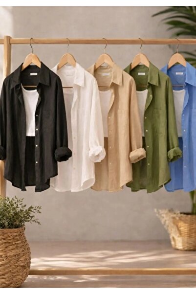 blackbonds 5-Pack Women's Black, White, Beige, Khaki, Blue Cotton Oversize Li...