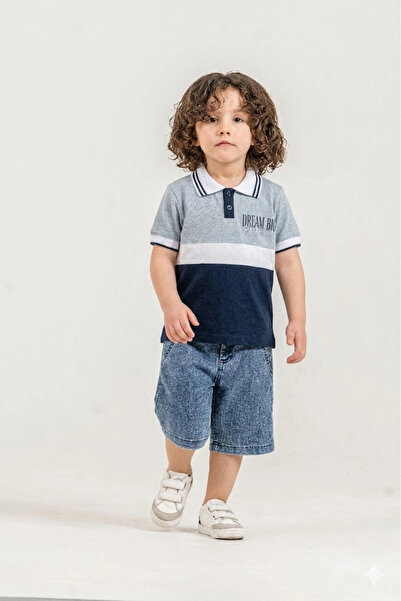 Bontino Boy's Dream Big Printed 100% βαμβακερό μπλουζάκι με λαιμόκοψη πόλο κα...