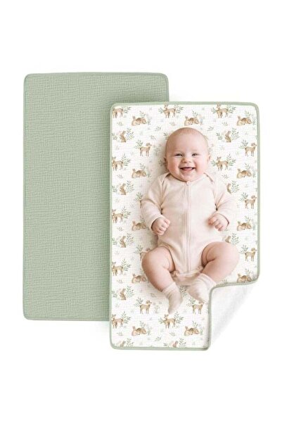 Yelajoy 2-Pack Baby Changing Pad, Waterproof Muslin Cotton Portable & Foldabl...