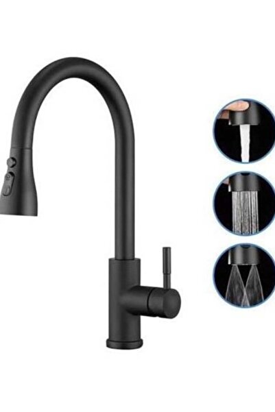 OEM Kitchen sink faucet, adjustable jet with 3 functions, precise control, black