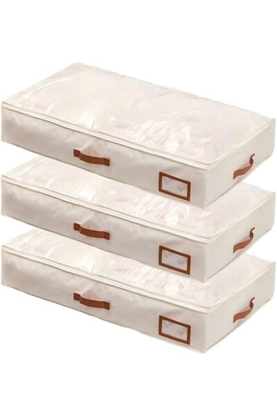 Yelajoy 3-Pack Large Under Bed Storage Containers, Ultra-thick Fabric, 80x45x...