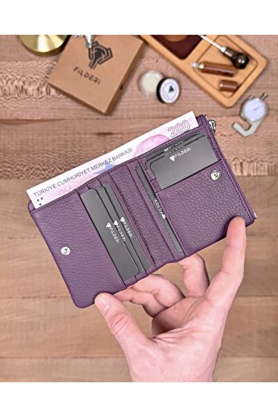 Fil Deri Genuine Leather Wallet with Coin Compartment and Zipper 2140