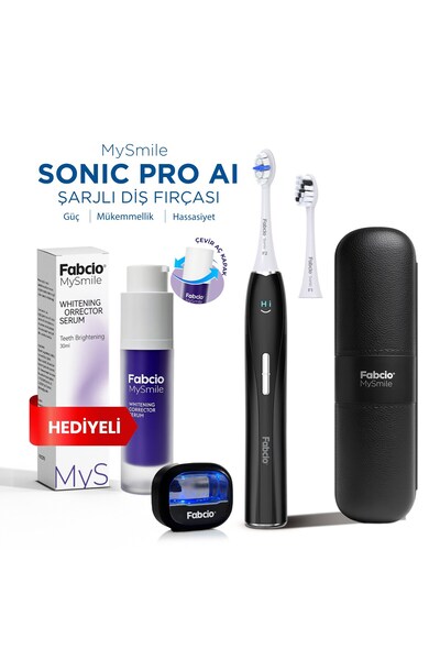 Fabcio MySmile Sonic Pro AI Şarjlı Diş Fırçası + Diş Beyazlatma Serumu Hediye