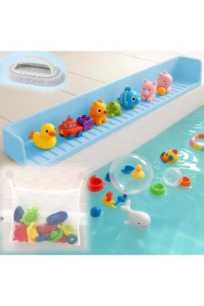 Yelajoy Extra Long Bathtub Splash Guard, Silicone Toy Shelf Holder, 2.6FT, 3....