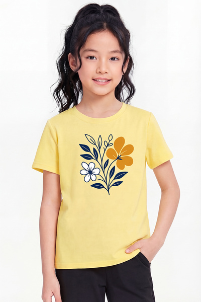 FYK COLLECTİON Tricou pentru fete cu guler rotund și imprimeu