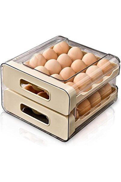 Yelajoy 32-Egg Capacity 2-Layer Stackable Egg Organizer, Clear Slide-Out Draw...