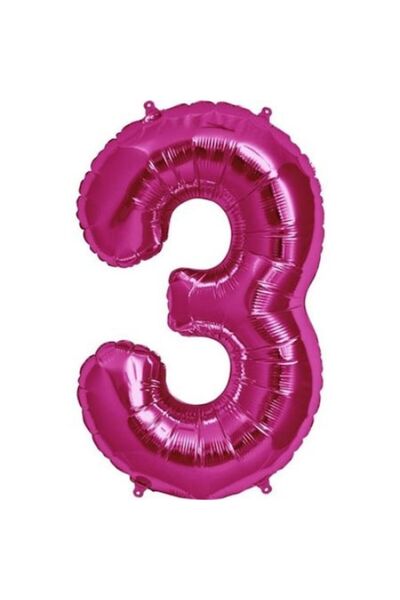 Shop Carnaval Balon din folie, Numărul 3, Culoare roz, 105 cm