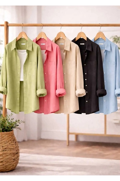 blackbonds 5'li Kadın Mint Yeşili,Pembe,Bej,Siyah,Mavi Pamuklu Oversize Keten...