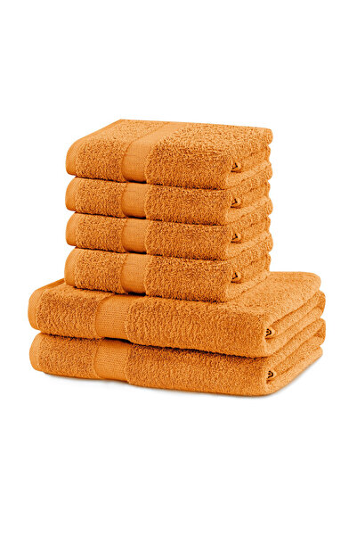 Deco King Set 6 prosoape de baie cu bordura simpla, bumbac 100%, Marina, 2x70...