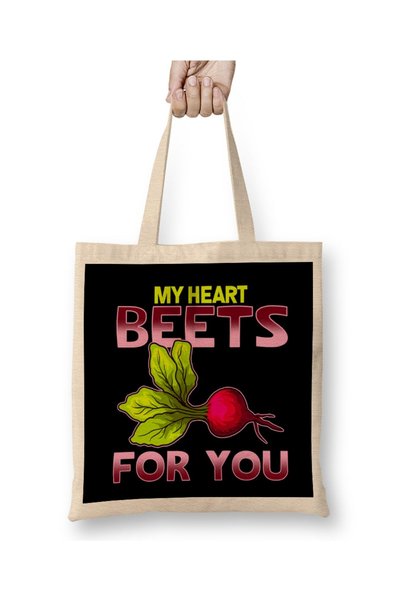 dekado حقيبة قماش لطيفة ومضحكة من My Heart Beets For You ذات مقبض طويل