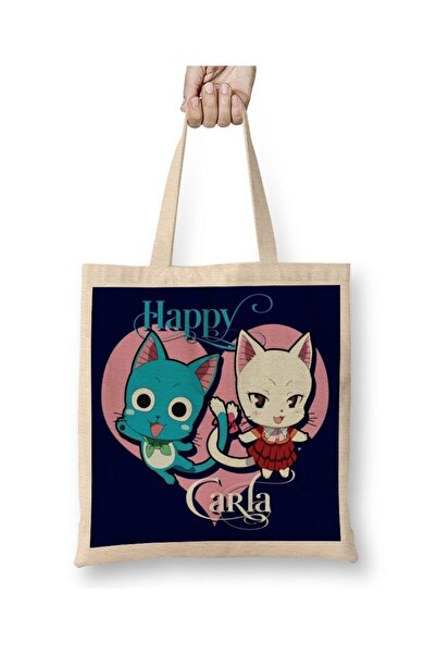 dekado Fairy Tail Natsu Dragneel Happy Anime Manga Tote Bag Long Handle