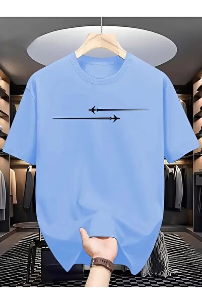 JENOLAN Unisex Airplane Printed Oversize T-Shirt Loose Fit