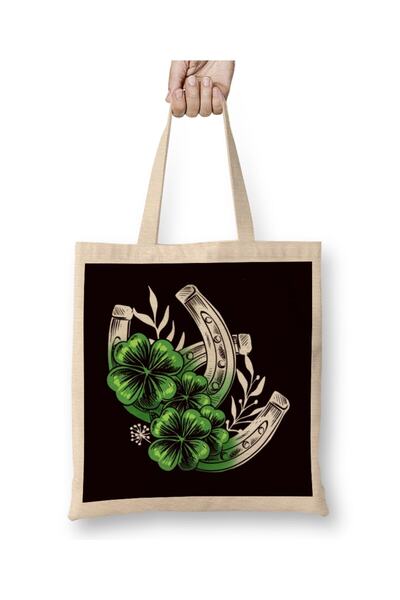 dekado حقيبة قماش أيرلندية من Horseshoe Lucky Shamrock Saint Patrick Day بمقب...