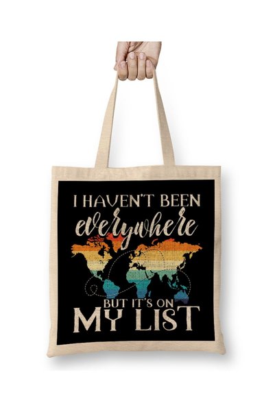 dekado حقيبة قماش I Haven t Been Everywhere But It's On My List بمقبض طويل