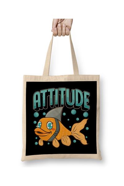 dekado حقيبة قماش مضحكة للثقة الذاتية من Attitude Of A Shark بمقبض طويل