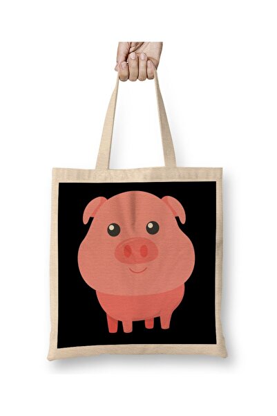 dekado حقيبة قماش لطيفة للأطفال من Adorable Pig لمحبي الخنازير بمقبض طويل
