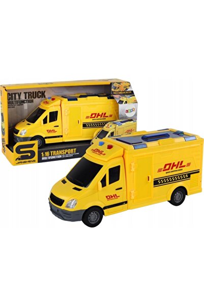 LeanToys Mașinuță de livrare 1:16, cu tracțiune pe fricțiune, uși care se des...