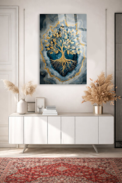 TAULART Real Unbreakable Glass Table Tree of Life Modern Wall Decoration with...