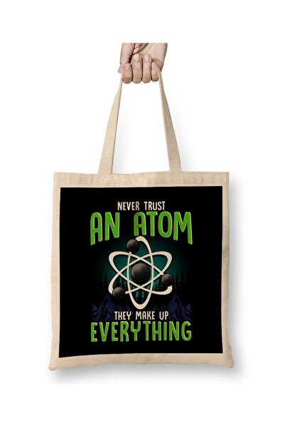 dekado لا تثق أبدًا في Atom They Make Up Everything Pun Cloth Bag بمقبض طويل