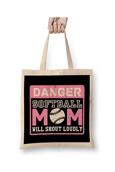 dekado Cute & Funny Danger Softball Mom Will Shout Loudly Tote Bag Long Handle